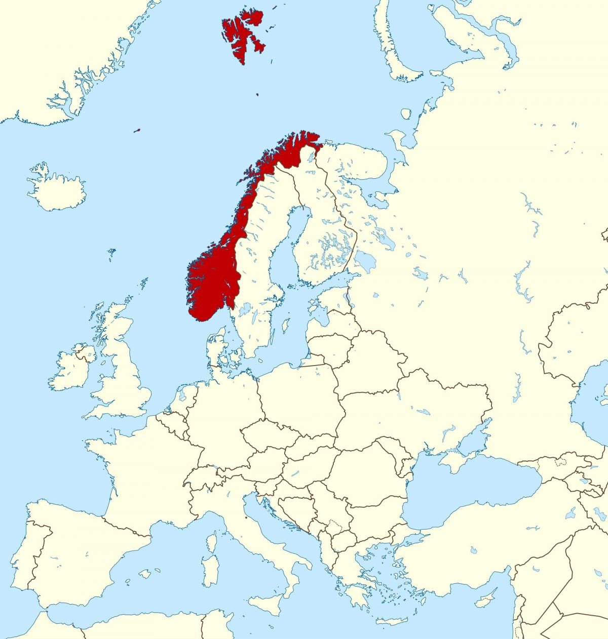 карта Норвегії та Європі